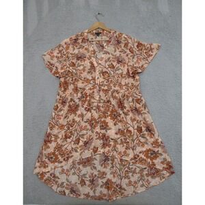Torrid Shirt Women 20 Orange Floral Boho Flowy Tunic Romantic Cottagecore Chic